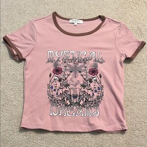 No Comment girls pink graphic design floral tee